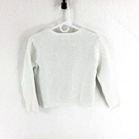 Damaged Stained Talbots Petite P White Cotton Cable Knit Sweater Button Front - Picture 5 of 9